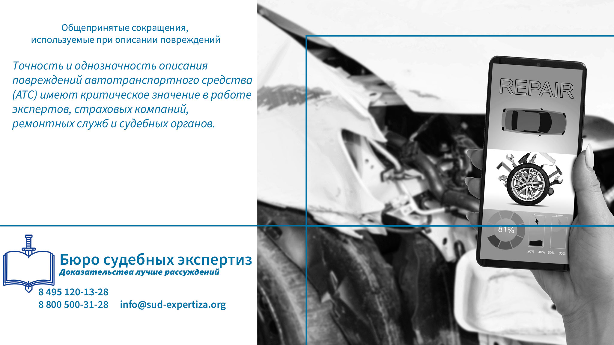 Общепринятые сокращения, используемые при описании повреждений.